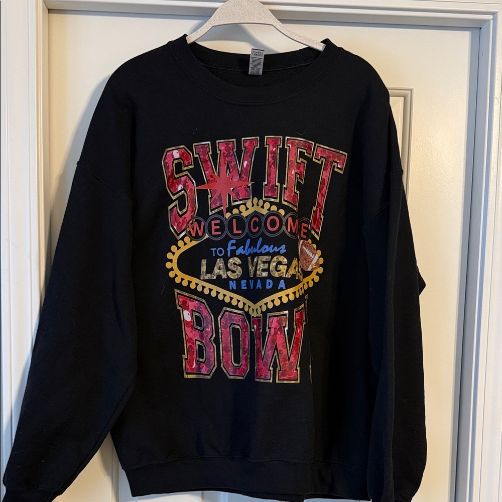 Taylor Swift Black Las Vegas Super Bowl Graphic Sweatshirt